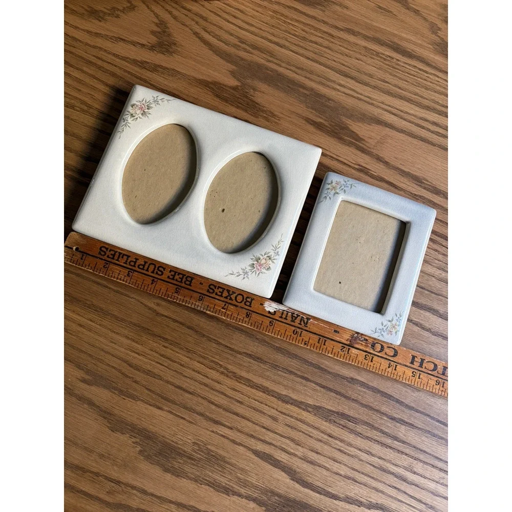 Vintage Picture Frames Floral Ceramic Frame Set of 2 Matching Frames 5x3